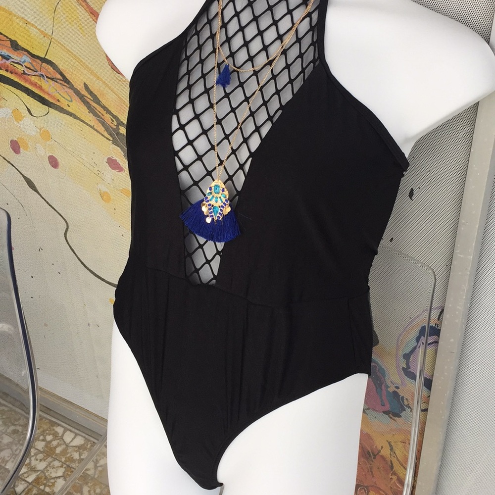 Plus Size Lattice See Through Cutwork One Piece - Picture 3 of 8